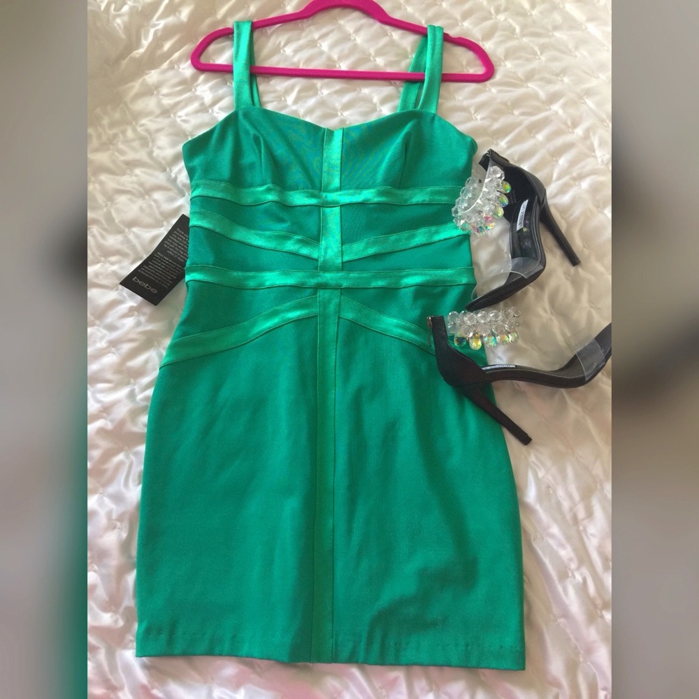 Bebe Bodycon Dress, Large, Green, NWT